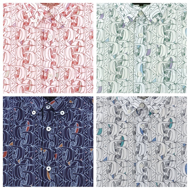 OK1865B　メンズ　＜ハタタテダイ柄＞　ボタンダウン