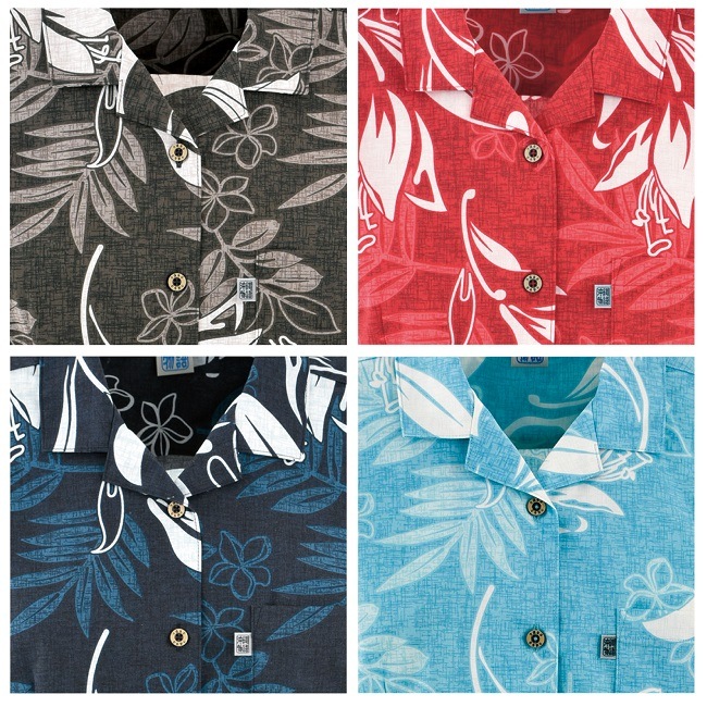 OK1147　レディース　＜テッポウユリ柄＞　開襟半袖