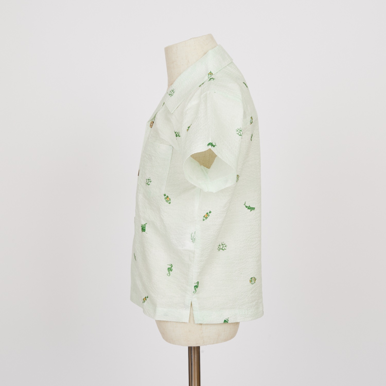 OK1685　キッズ　＜美ら海柄＞　開襟シャツ