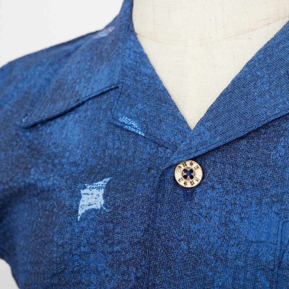 OK1685　キッズ　＜美ら海柄＞　開襟シャツ