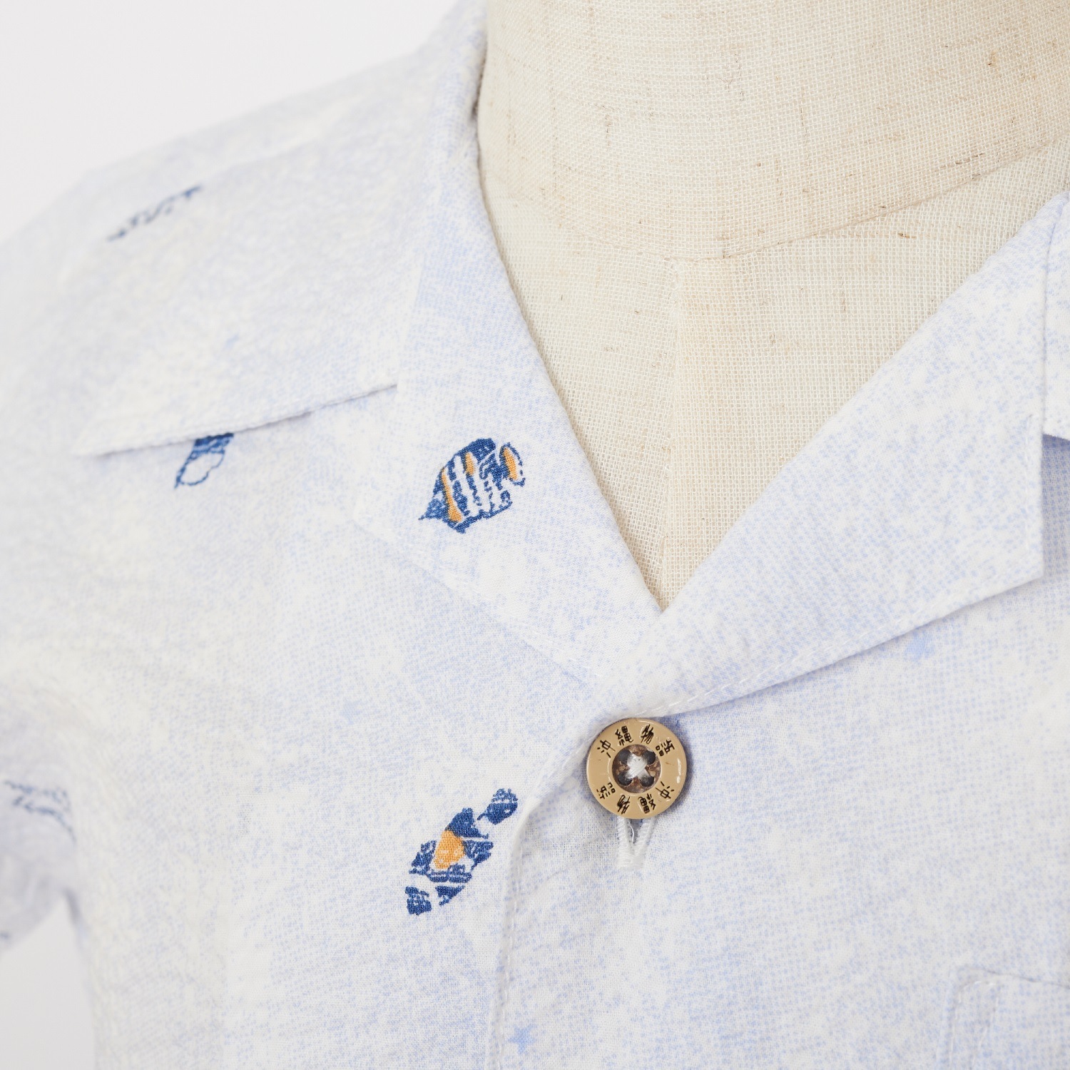 OK1685　キッズ　＜美ら海柄＞　開襟シャツ