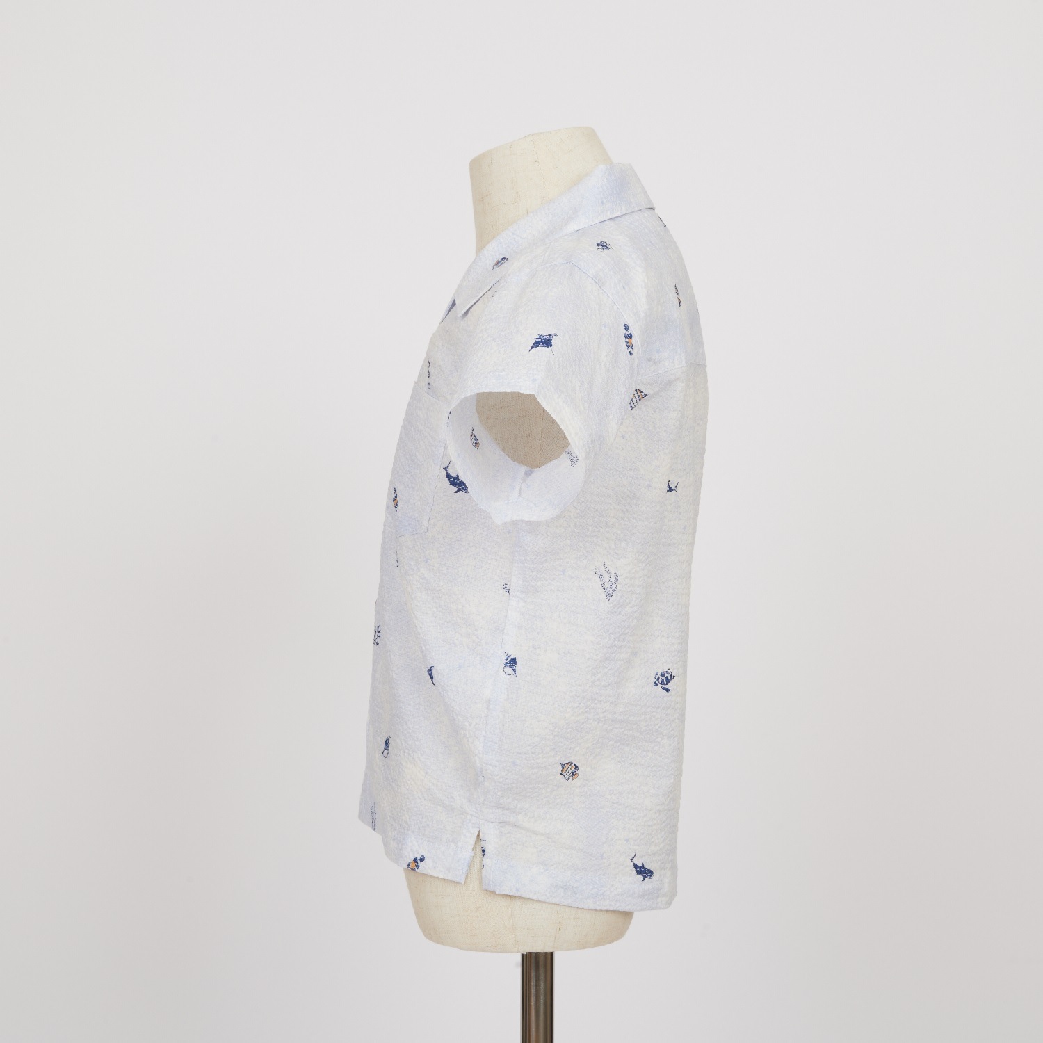 OK1685　キッズ　＜美ら海柄＞　開襟シャツ