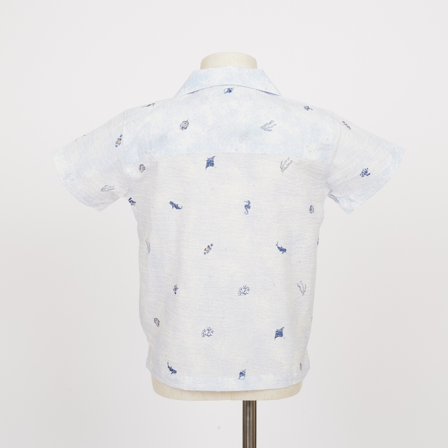 OK1685　キッズ　＜美ら海柄＞　開襟シャツ