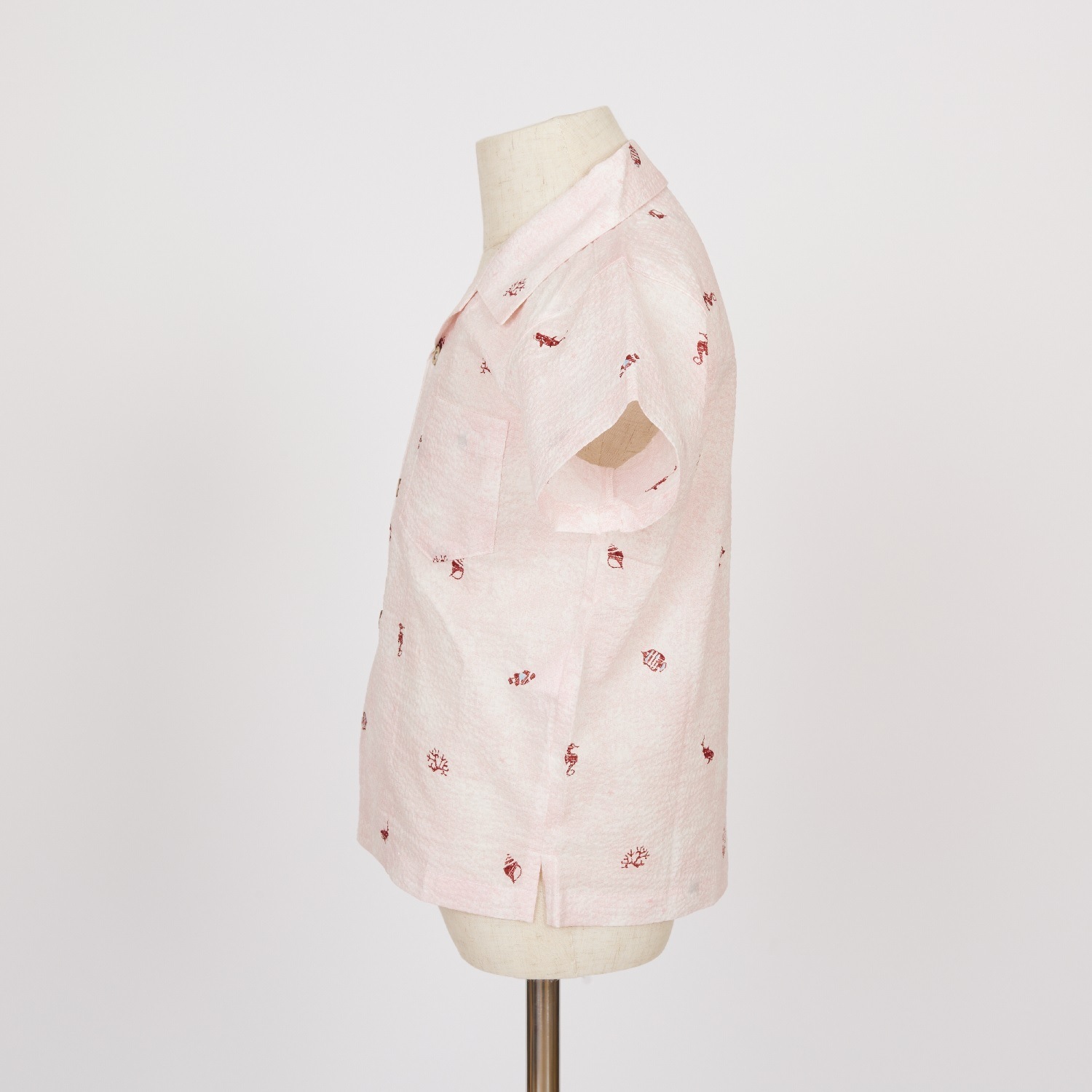 OK1685　キッズ　＜美ら海柄＞　開襟シャツ