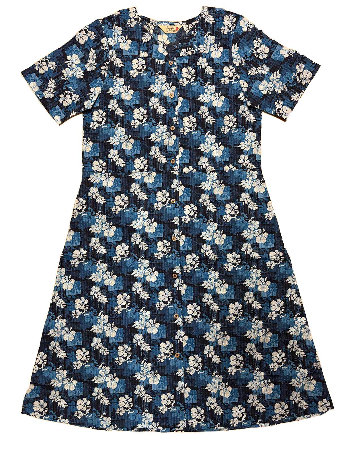 【エンジ11号のみ】EM1171WL　ワンピース　＜パッチワーク柄＞　リップル加工