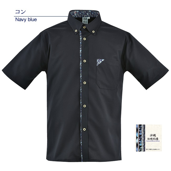 T1806　メンズ　＜小花柄使い＞　ボタンダウン