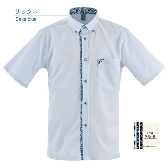 T1806　メンズ　＜小花柄使い＞　ボタンダウン