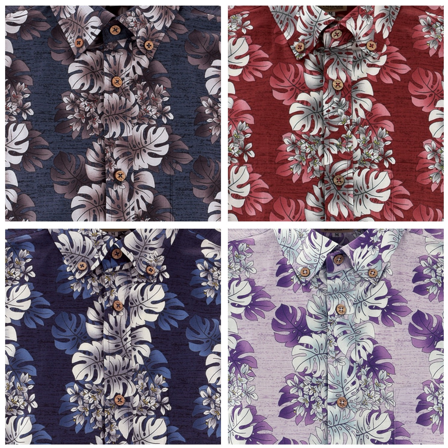 EM1890B　メンズ　＜モンステラストライプ柄＞　ボタンダウン　半袖