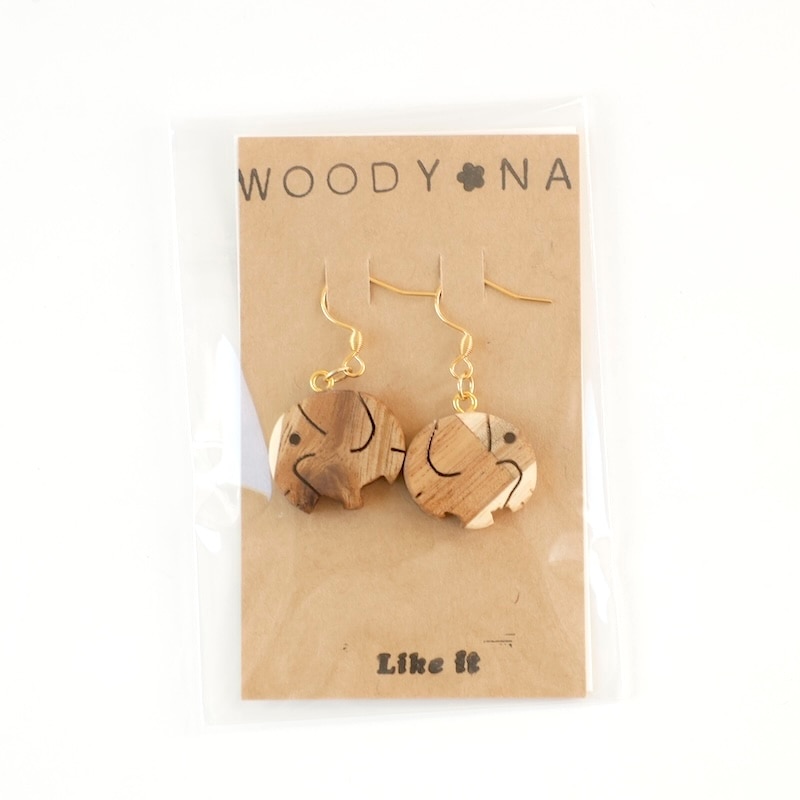 ウッドピアス アカシア「まる」 by WOODY NA （ウッディーナ
