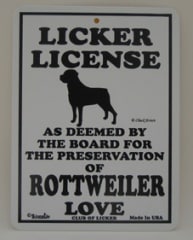 LICKER LICENSE�� ROTTWEILER����PMP00021��
