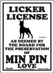 LICKER LICENSE��MINIATURE PINSCHER����PMP00045��