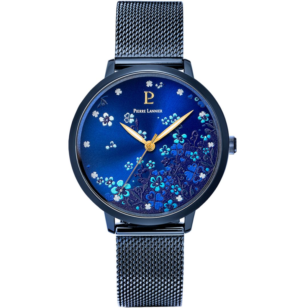 Tallia タリア レディース 腕時計 クオーツ 金属ベルト 花 ネイビー