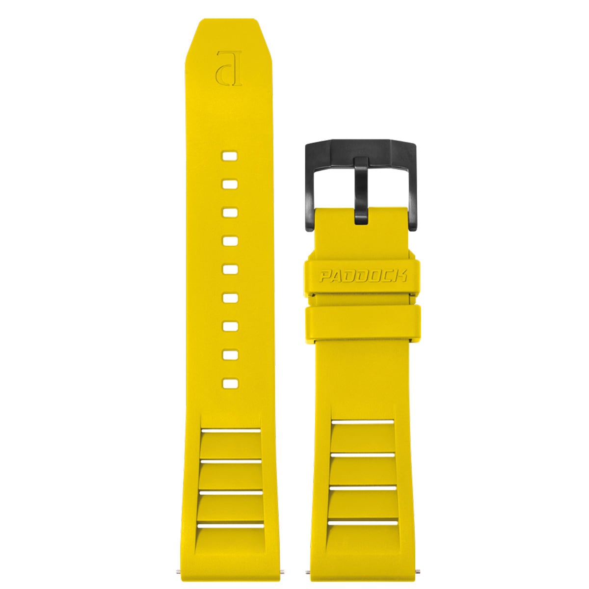 22mm 腕時計ベルト FKMラバーベルト PADDOCK イエロー ブラック