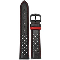 22mm 腕時計ベルト パンチング 革ベルト PADDOCK レッド ブラックバックル
