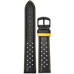 22mm 腕時計ベルト パンチング 革ベルト PADDOCK イエロー ブラックバックル