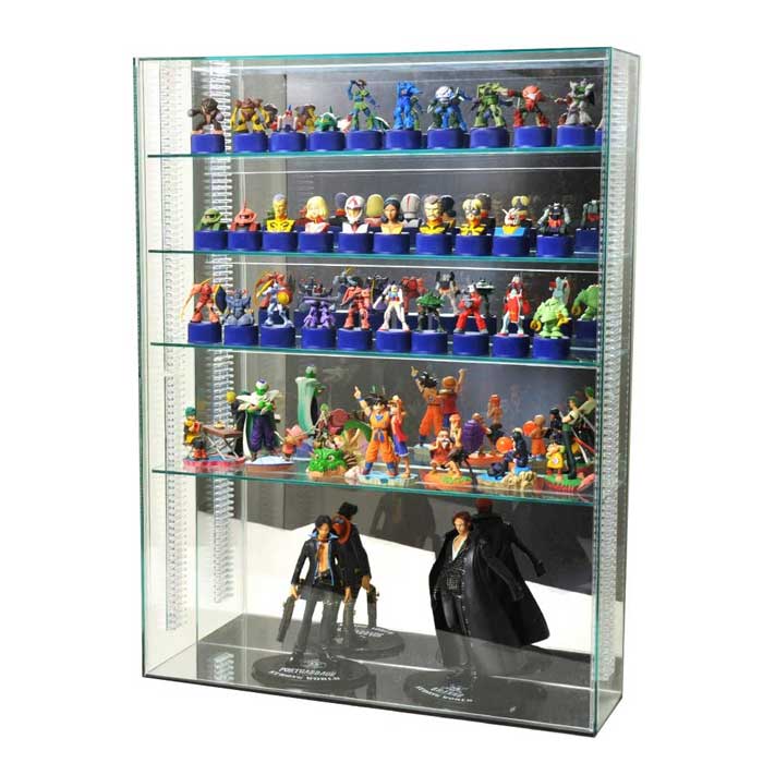 【置き式】 コレクションケースL/ガラスエッジ/棚板4枚付/幅45cm/奥行13cm/高さ60cm