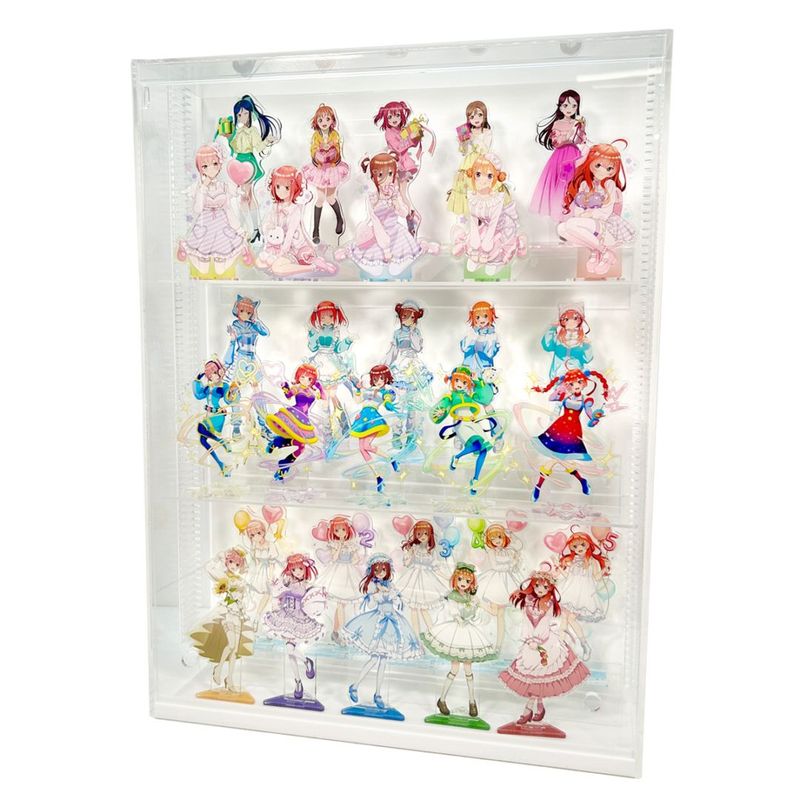 【高さ移動自由】 アクリルスタンド専用コレクションケースLクリア(コの字付)背面白 幅45cm 高さ60cm コレクション棚 アクスタ専用