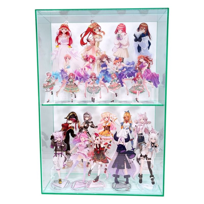 プラスアート【壁掛け式 高さ66cm 幅45cm】 ガラス色・背景白/スタンド付き　フィギュア・アクリルスタンド専用コレクションケース　2段
