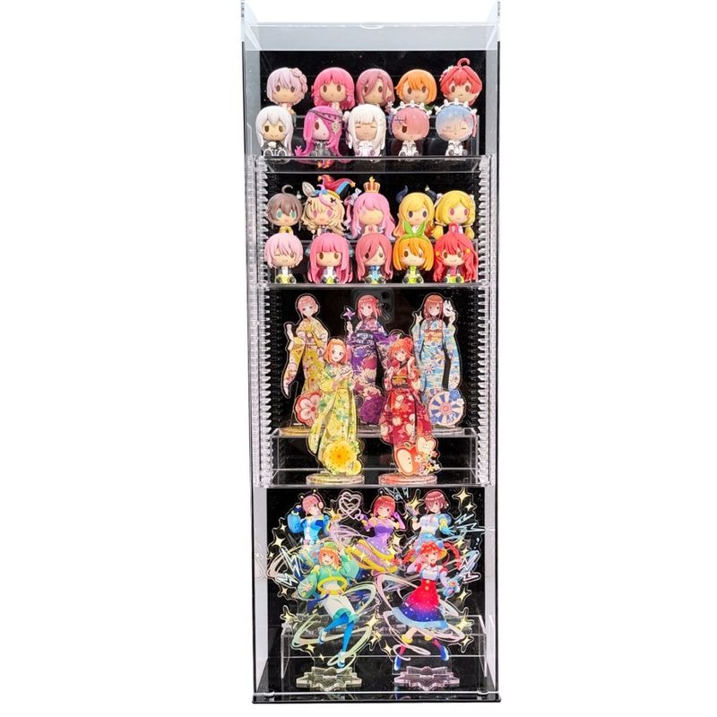 プラスアート【高さ移動自由】　アクリルスタンド専用コレクションケース クリア(コの字付)背面黒 幅22cm 高さ60cm コレクション棚 アクスタ専用　フィギュアコレクションケース ミニフィギュアコレクションケース 卓上　デスク上　机上