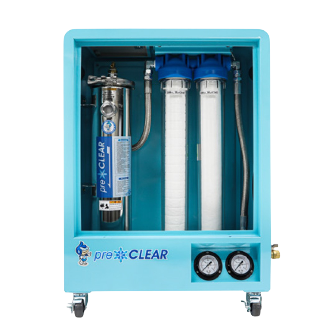 薬剤・電源不要 | フィルタ付きイオン交換方式軟水装置 | preCLEAR