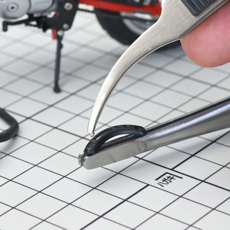 【はじピン】ラバーグリップ付ピンセット　先曲がり