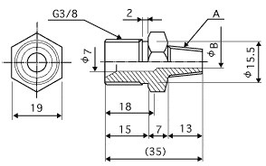 カナオン用ニップル G3/8×R1/8