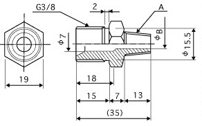 カナオン用ニップル G3/8×R3/8