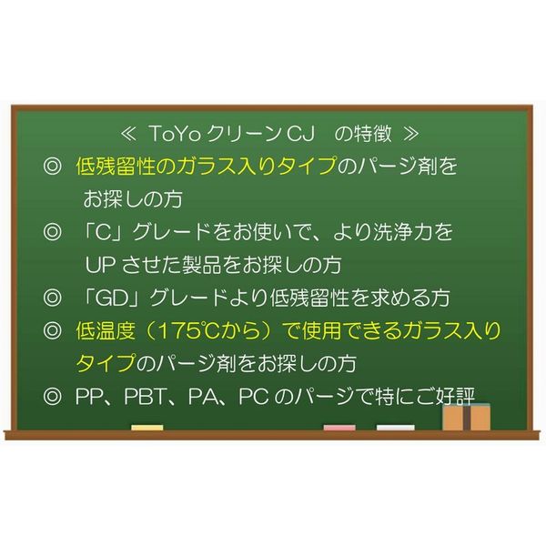 パージ剤 TOYOクリーンCJ（175～310℃）｜汎用・低残留・高洗浄力