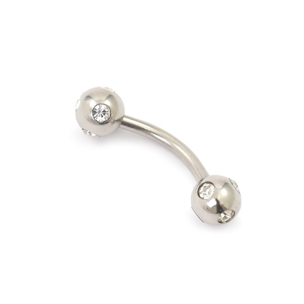 ジルコニア付き バナナバーベル ボディピアス 16G ジルコニア付き バナナバーベル ボディピアス 16G