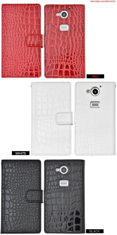 メール便送料無料<br>AQUOS ZETA SH-03G用クロコダイルレザーデザインスタンドケースポーチ