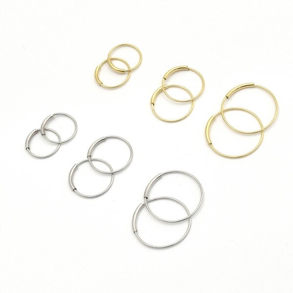 メール便送料無料<br>Pt900パイプフープピアス（片耳売り/半ペア）-8mm-