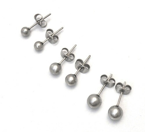 ステンレス ボールピアス 片耳売り 半ペア  4mm 5mm 6mm