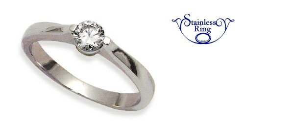 送料無料/刻印無料<br>シンプルライン ジルコニアステンレスリング