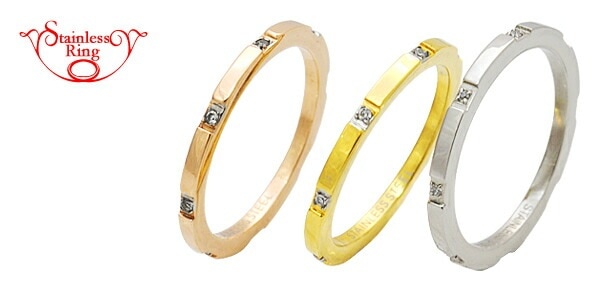 メール便送料無料<br>ステンレス ジルコニア付きリング