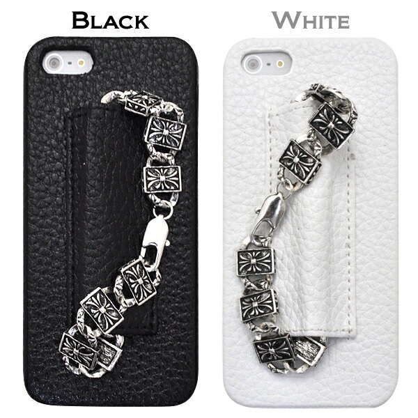送料無料<br>iPhone5/iPhone5S/iPhoneSE(第1世代/2016年発売モデル)専用ブレスレットチェーン付きレザーケース