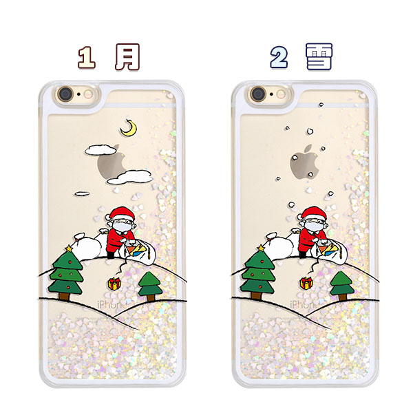 メール便送料無料<br>iPhone 6用ハートが流れるサンタケース