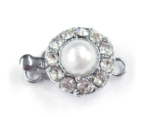 ネックレスクラスプ/ストーン×パール調デザイン