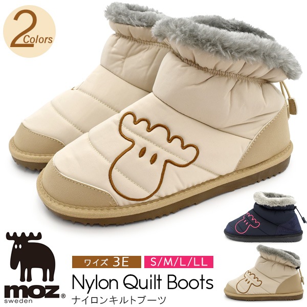 送料無料<br>moz レディース ナイロンキルトブーツ ショートブーツ