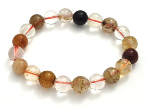 メール便送料無料<br>ルチルクォーツミックスブレスレット
