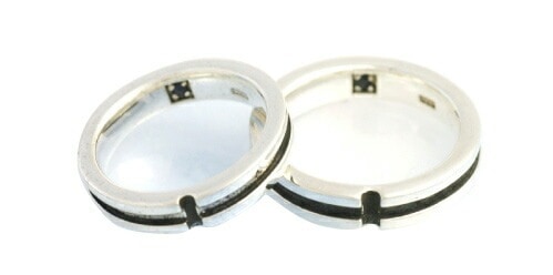 メール便送料無料<br>シルバー925 Pure Blue クロスラインリング