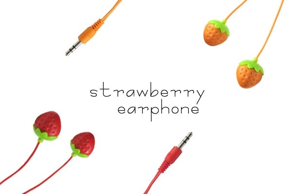 メール便送料無料<br>在庫処分カナル型 いちごイヤホン