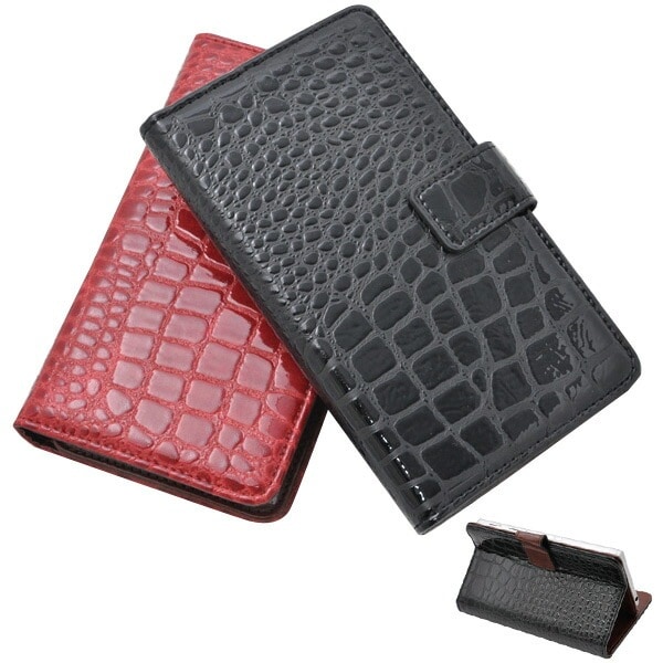 メール便送料無料<br>各種スマホ対応クロコダイルレザーデザインケースポーチ