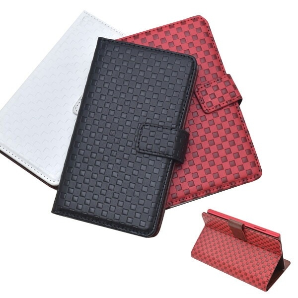 メール便送料無料<br>HUAWEI nova用スライド式市松模様デザインレザーケースポーチ