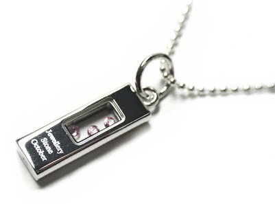 送料無料<br>シルバー925バースデーストーンネックレス/10月ピンクトルマリン