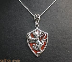 送料無料<br>シルバー925アンティーク調/獅子デザインシールドネックレストップ