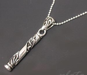 送料無料<br>シルバー925唐草模様スティックネックレストップ