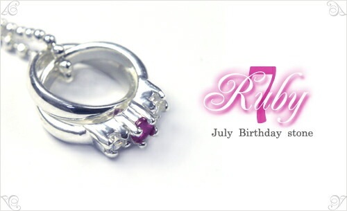 送料無料<br>シルバー9252連プチリングネックレス/ルビー