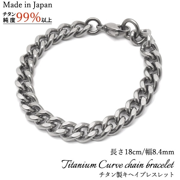 送料無料<br>チタン製 キヘイブレスレット 長さ18cm 幅8.4mm