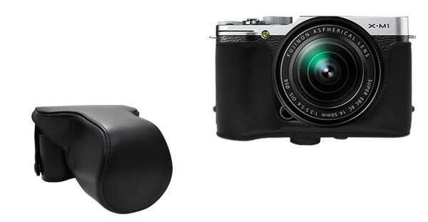 送料無料<br>アウトレットFUJIFILM X-M1 ダブルレンズキット対応 カメラケース&首さげ・肩掛け可能ネックストラップ