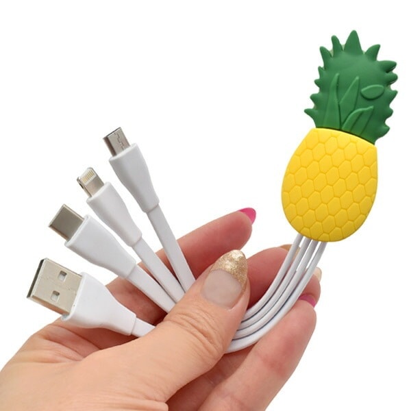 メール便送料無料<br>パイナップルデザインマルチ充電USBケーブル/3in1